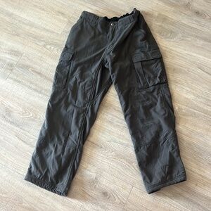 Duluth Trading Company lined cargo pants olive with black fleece lining